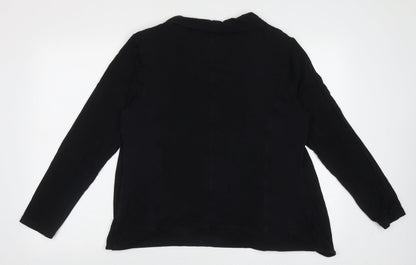 Casamia Womens Black Boat Neck Geometric Polyester Pullover Jumper Size L