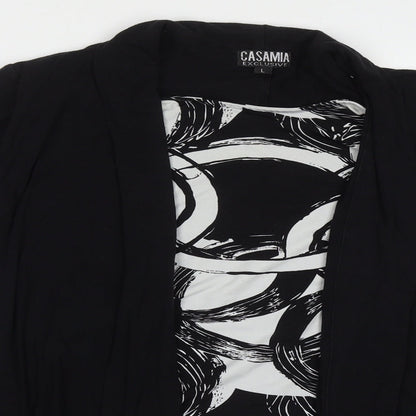 Casamia Womens Black Boat Neck Geometric Polyester Pullover Jumper Size L