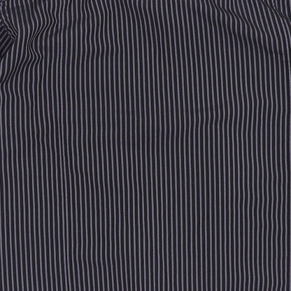 Preloved REMUS Mens Purple Striped Polyester  Button-Up Size M Collared Button - Label