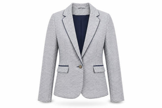 Atmosphere Womens Blue Striped Polyester Jacket Blazer Size 10