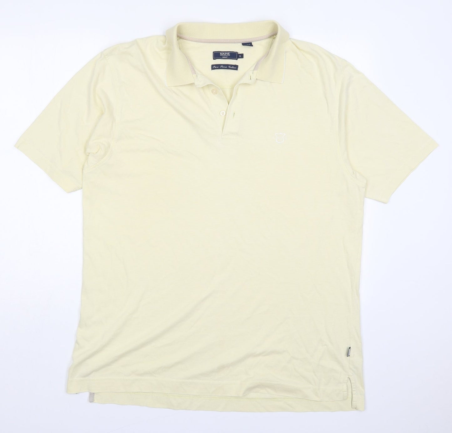 Maine Mens Yellow  Cotton  Polo Size XL Collared Pullover