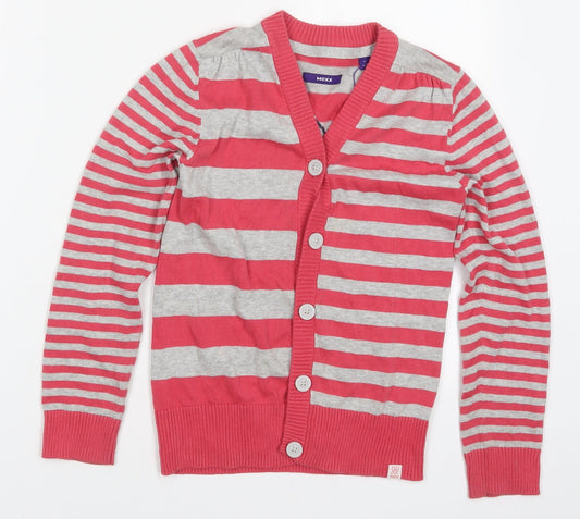 Mexx Girls Pink V-Neck Striped Cotton Cardigan Jumper Size XL  Button - Star
