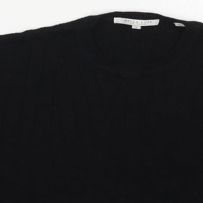 Preloved Bella Luxx Womens Black Crew Neck  Viscose Pullover Jumper Size S - Detail