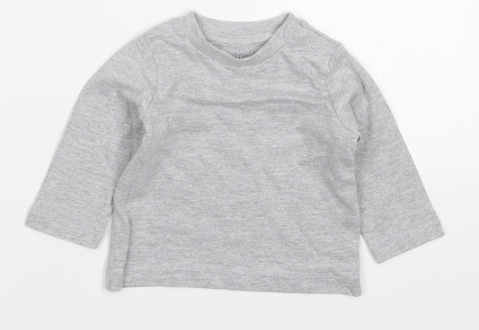 Peacocks Baby Grey  Cotton Basic T-Shirt Size 0-3 Months Crew Neck Pullover