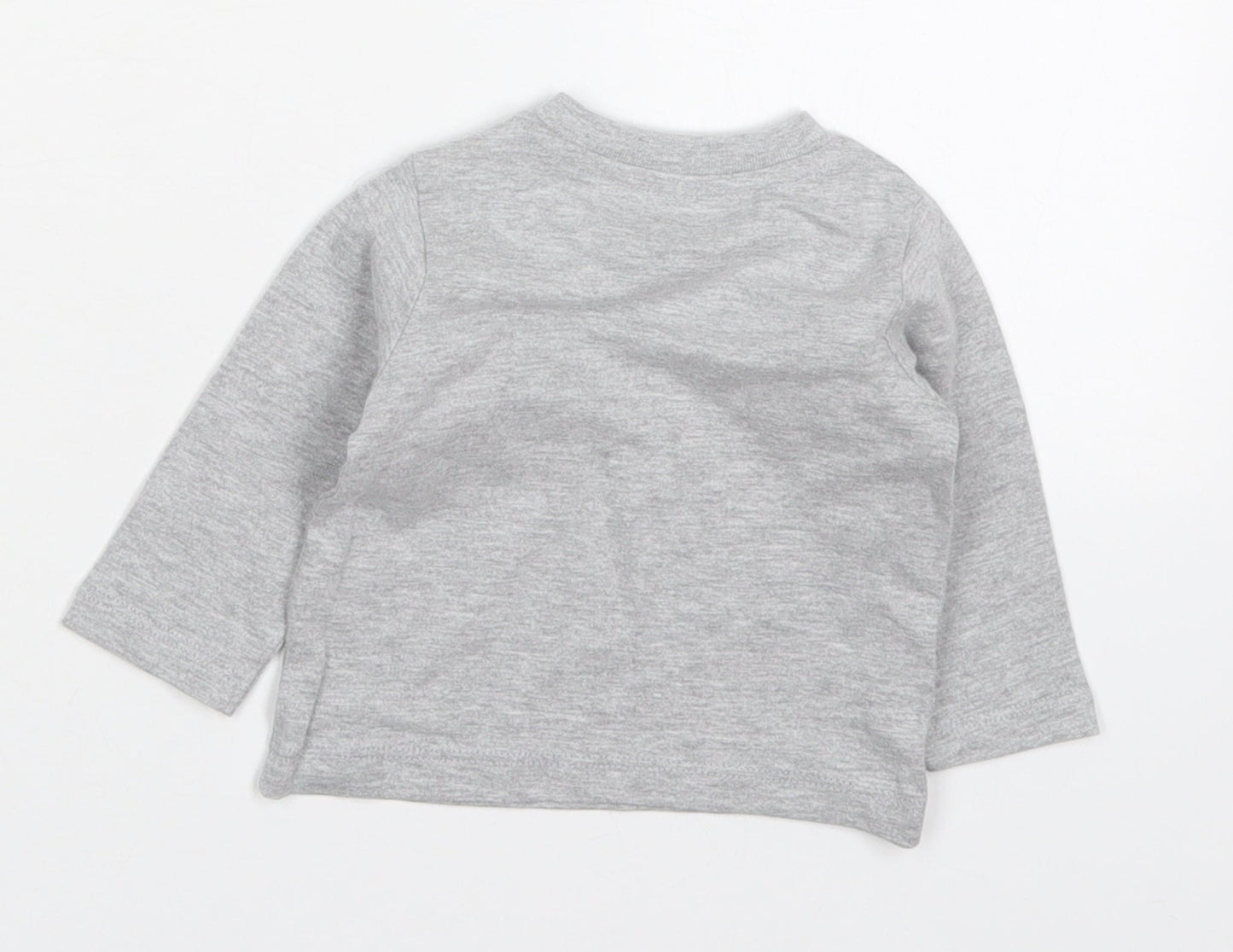 Peacocks Baby Grey  Cotton Basic T-Shirt Size 0-3 Months Crew Neck Pullover