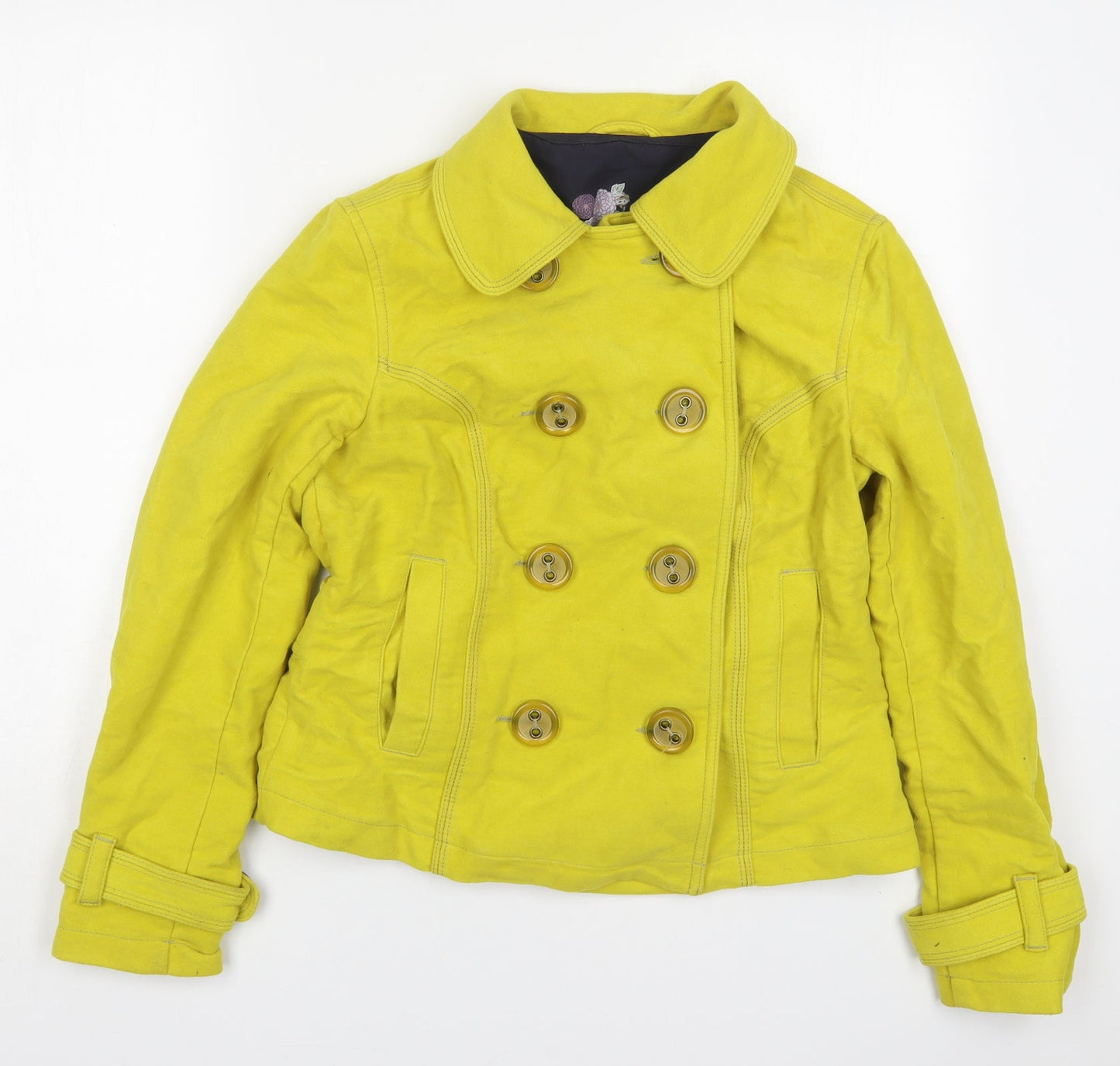 NEXT Womens Yellow   Pea Coat Coat Size 12  Button