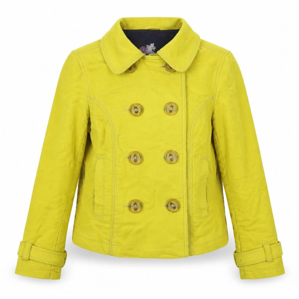 NEXT Womens Yellow   Pea Coat Coat Size 12  Button