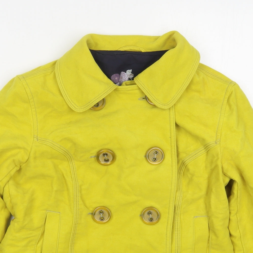 NEXT Womens Yellow   Pea Coat Coat Size 12  Button