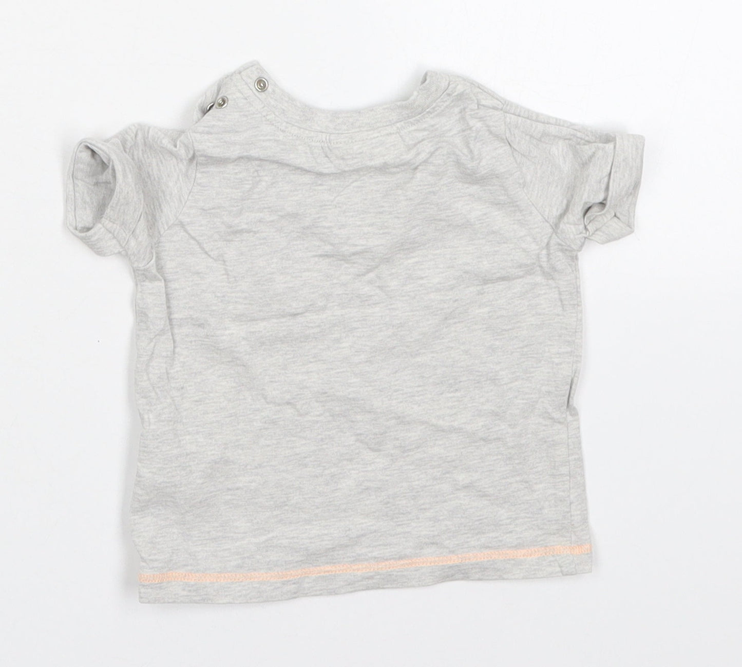 NEXT Boys Grey  Cotton Basic T-Shirt Size 0-3 Months Crew Neck Pullover - Orange Pocket