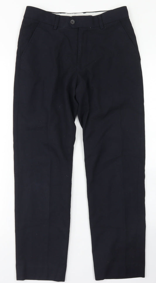 1880 Club Mens Blue  Polyester Dress Pants Trousers Size 28 in L27 in Regular Button