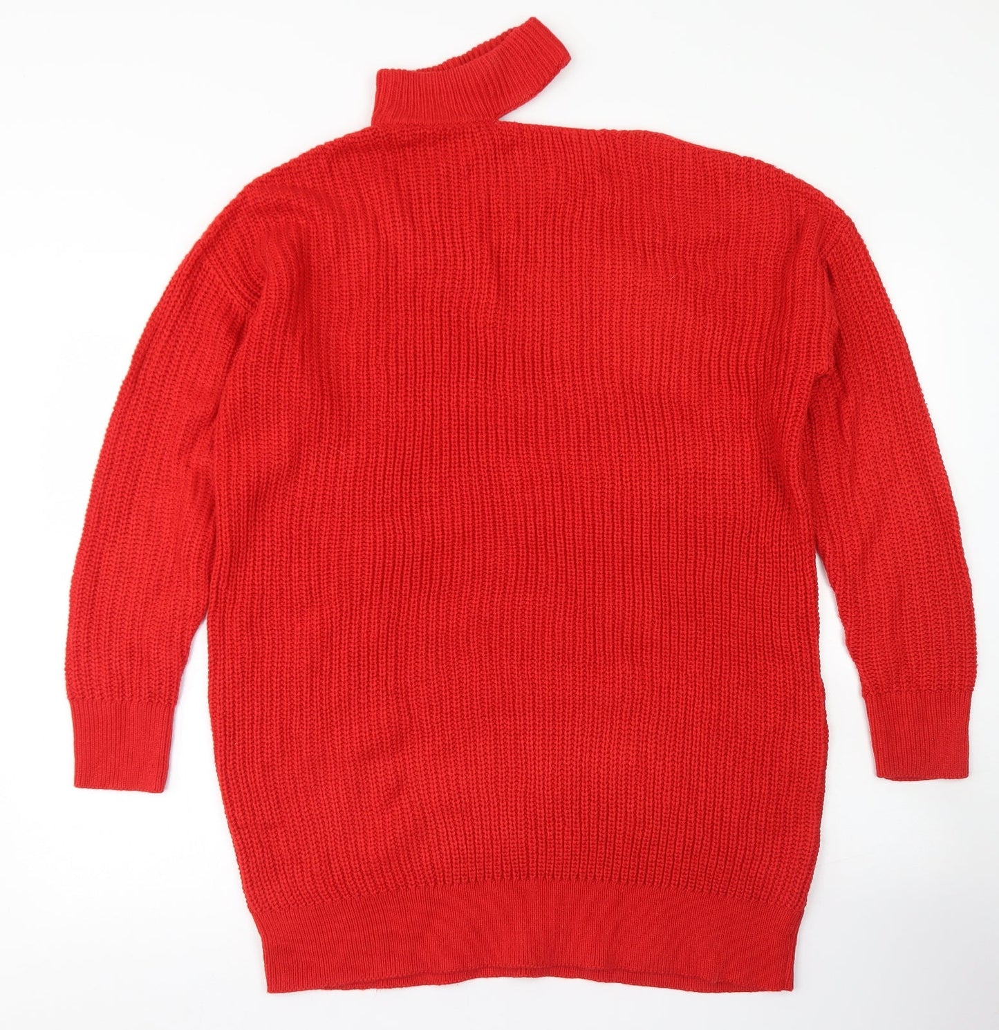 Simply Be Womens Red High Neck  Acrylic Pullover Jumper Size S   - Cut Out Neckline
