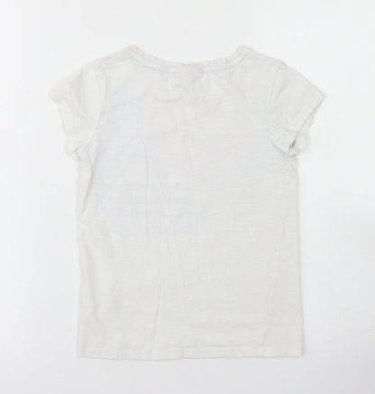 Next Girls White  Cotton Basic T-Shirt Size 6 Years Crew Neck  - LA