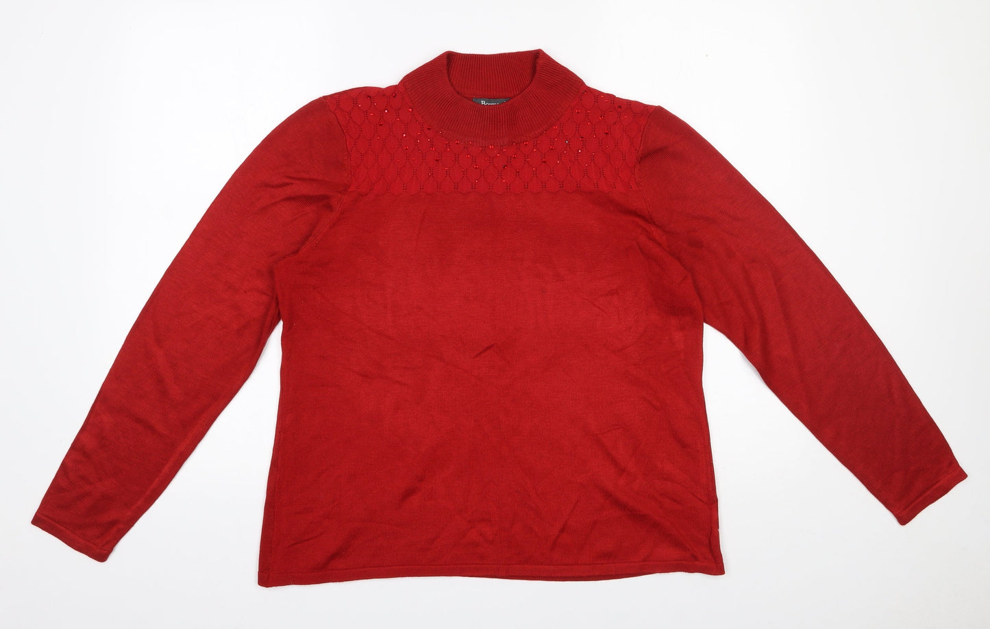 Bonmarché Womens Red High Neck  Acrylic Pullover Jumper Size M