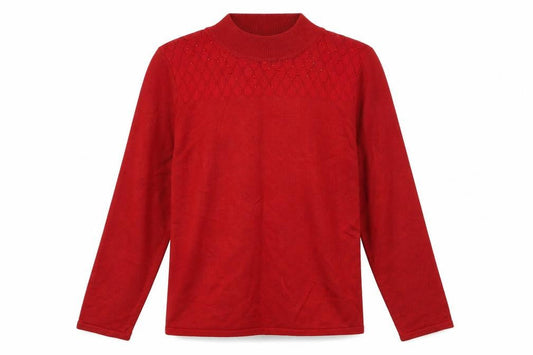Bonmarché Womens Red High Neck Acrylic Pullover Jumper Size M