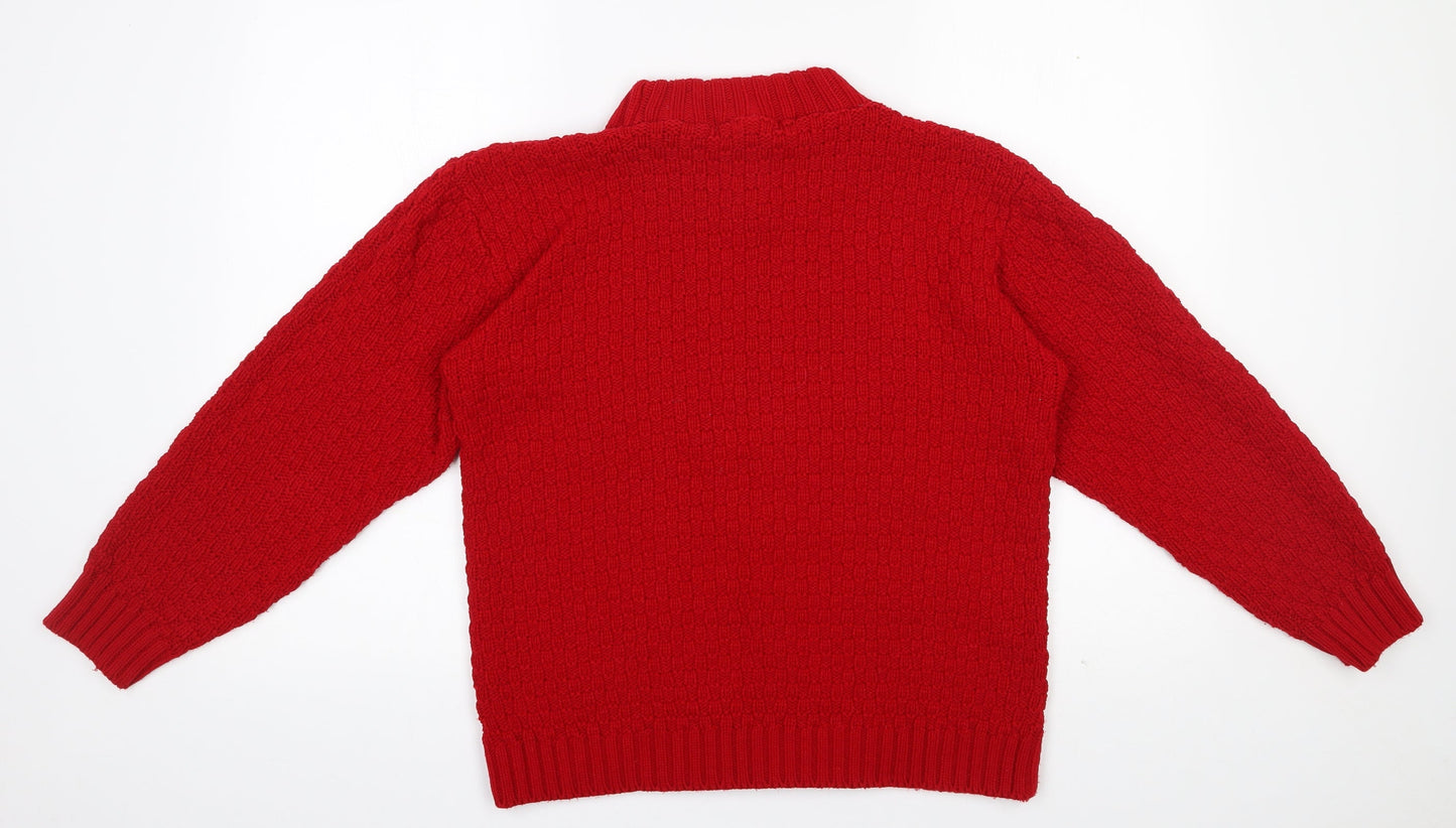 PINK Womens Red High Neck  Acrylic Pullover Jumper Size M