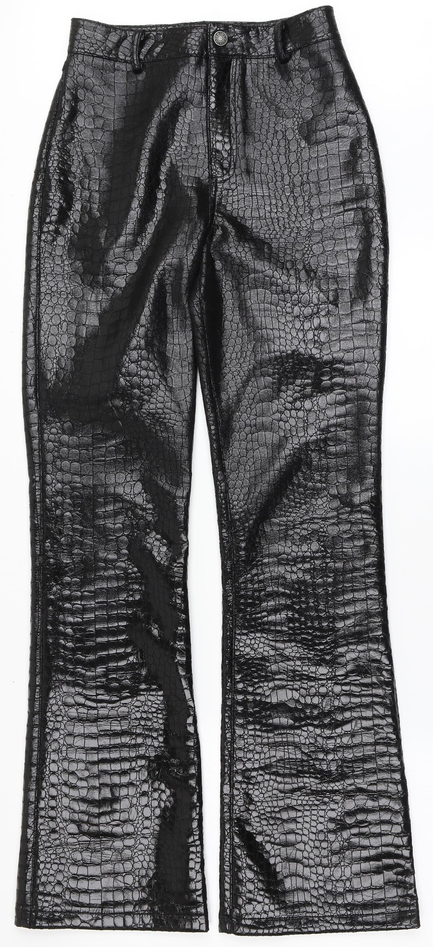 Motel Womens Black Animal Print Polyester Trousers  Size XS L31 in Regular Button - Snake Print