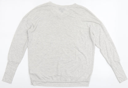 Topshop Womens Grey V-Neck  Polyester Pullover Jumper Size 6