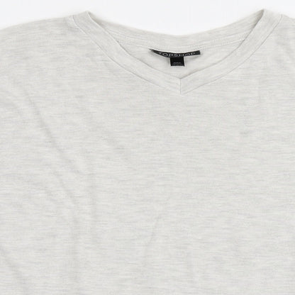 Topshop Womens Grey V-Neck  Polyester Pullover Jumper Size 6