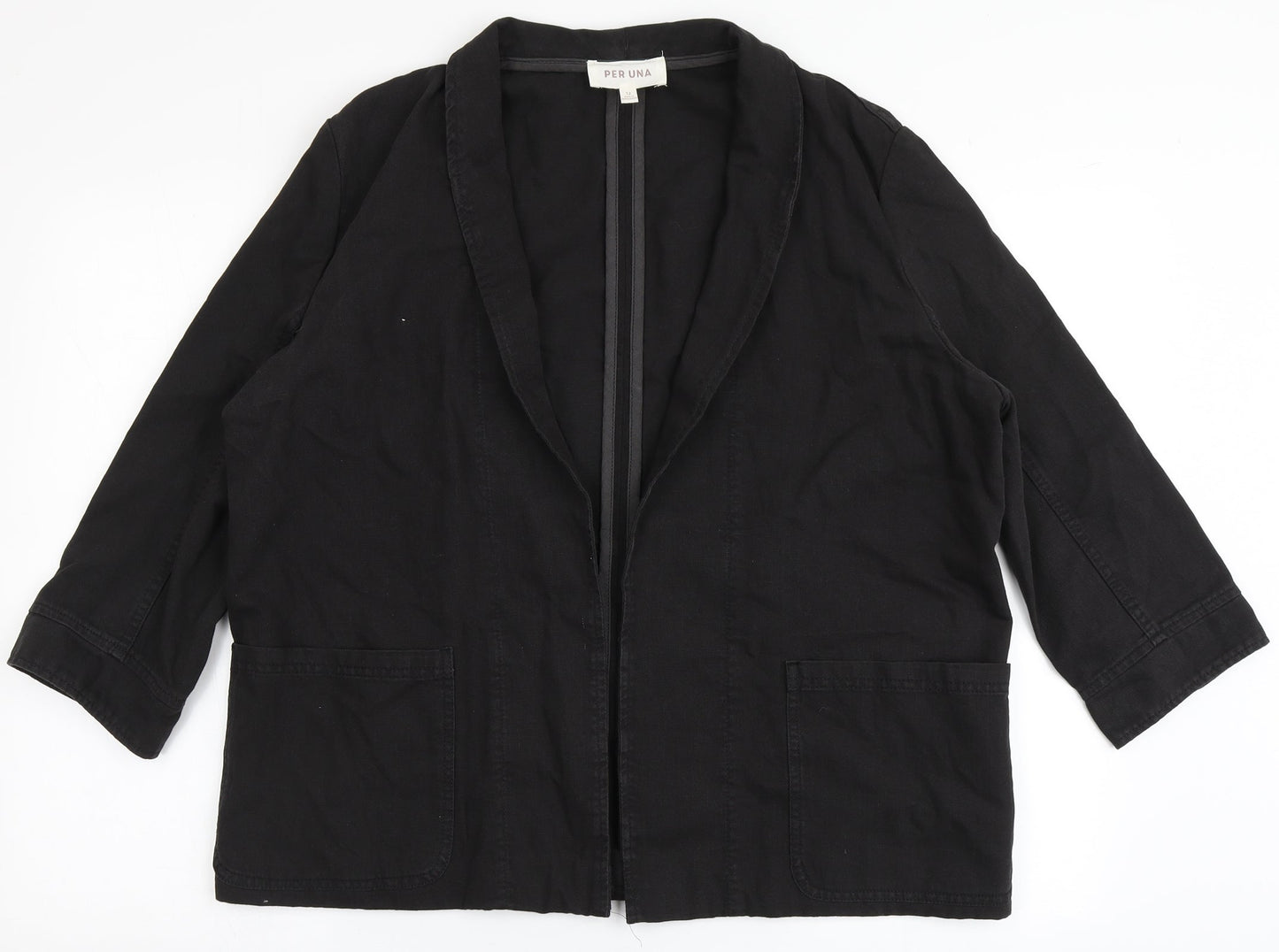 Per Ub=na Womens Black  Cotton Jacket Blazer Size 12