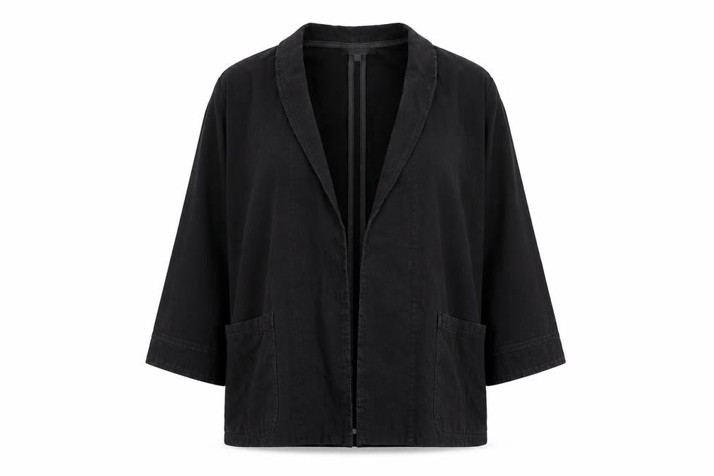 Per Ub=na Womens Black  Cotton Jacket Blazer Size 12