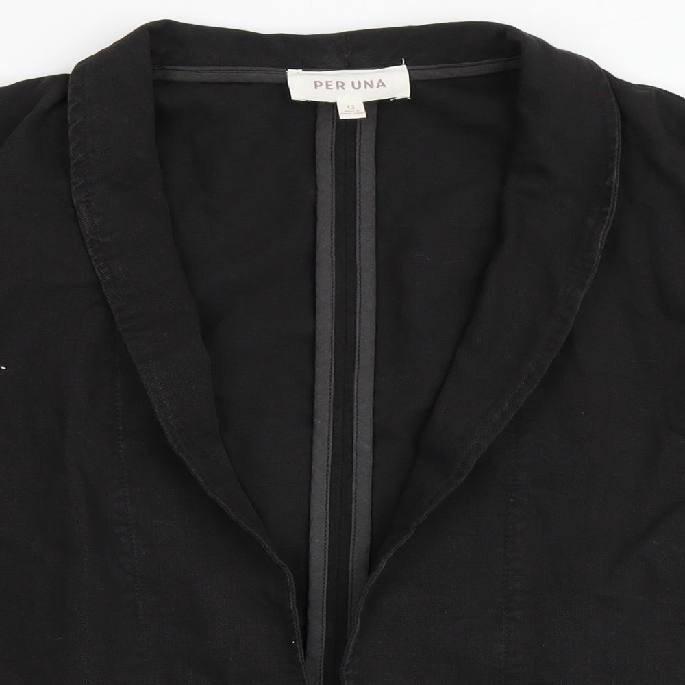 Per Ub=na Womens Black  Cotton Jacket Blazer Size 12