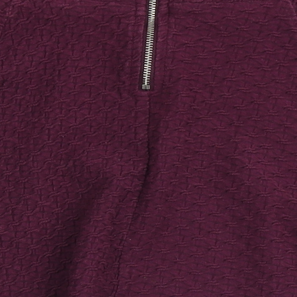 H&M Womens Purple  Cotton A-Line Skirt Size S   Zip