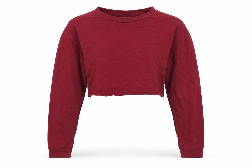 PRETTYLITTLETHING Womens Red  100% Cotton Pullover Sweatshirt Size 6   - Cropped