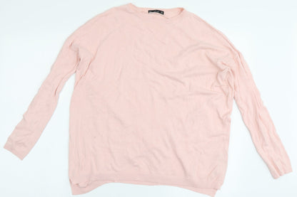 Preloved Zara Knit Womens Pink Round Neck  Cotton Pullover Jumper Size S - Front