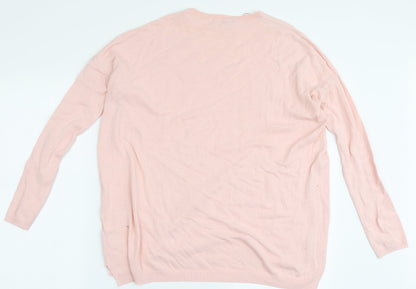 Preloved Zara Knit Womens Pink Round Neck  Cotton Pullover Jumper Size S - Back