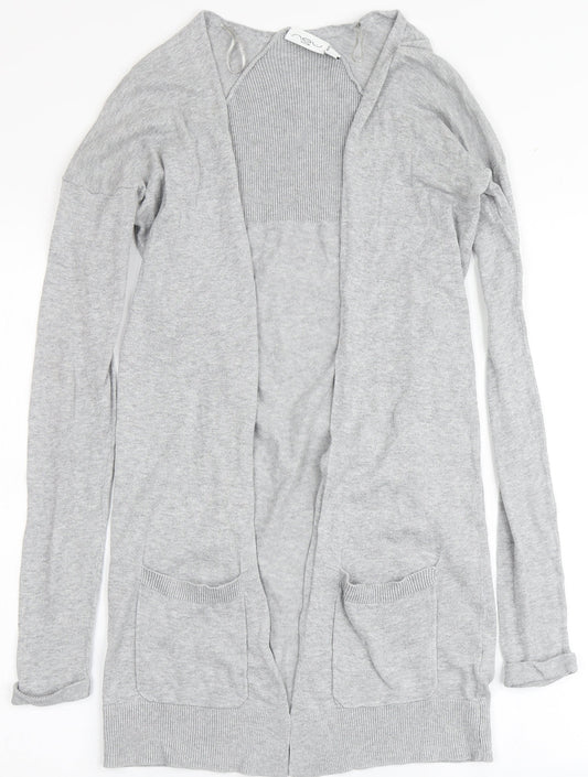 New Look Womens Grey V-Neck  Cotton Cardigan Jumper Size 8