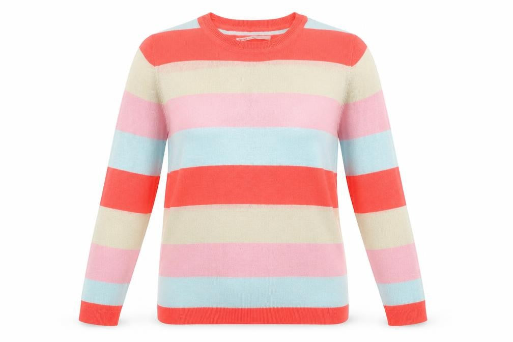 Only Womens Multicoloured Crew Neck Striped Acrylic Pullover Jumper Size L