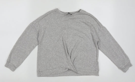 Marks and Spencer Girls Grey Crew Neck  Viscose Pullover Jumper Size 10-11 Years  Pullover - crop jumper