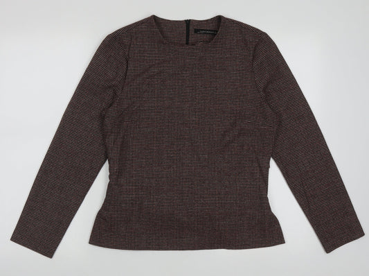 zaar Womens Purple Crew Neck Check Polyester Pullover Jumper Size L