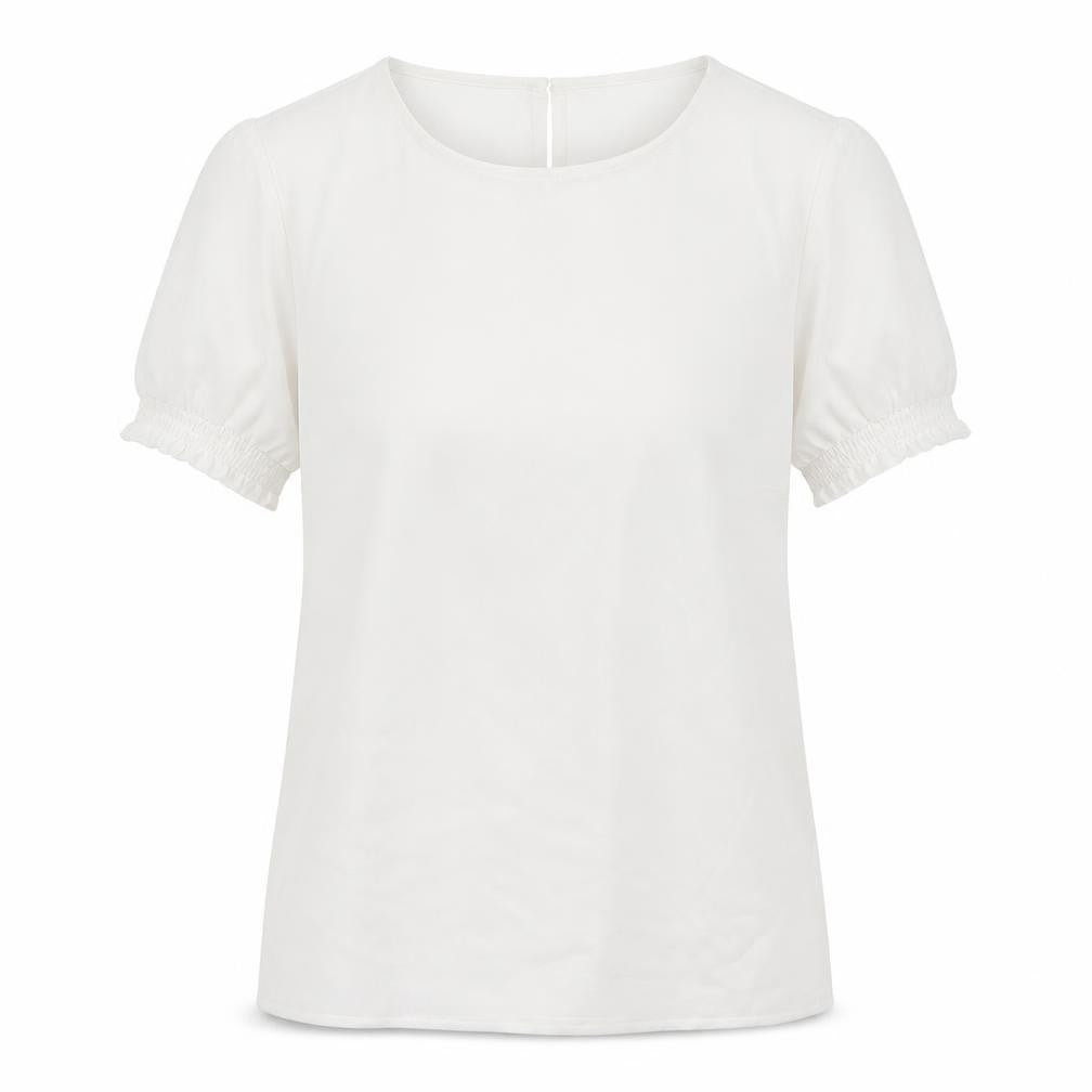 Pieces Womens White  Polyester Basic T-Shirt Size M Crew Neck