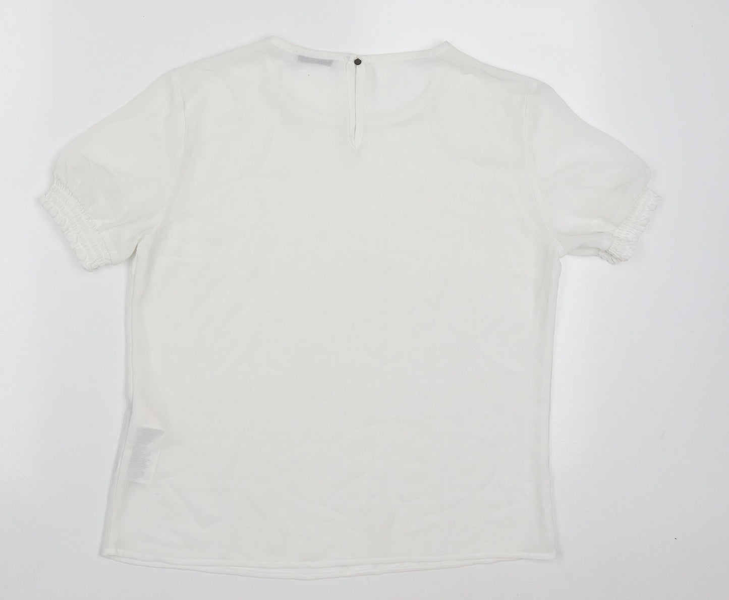 Pieces Womens White  Polyester Basic T-Shirt Size M Crew Neck