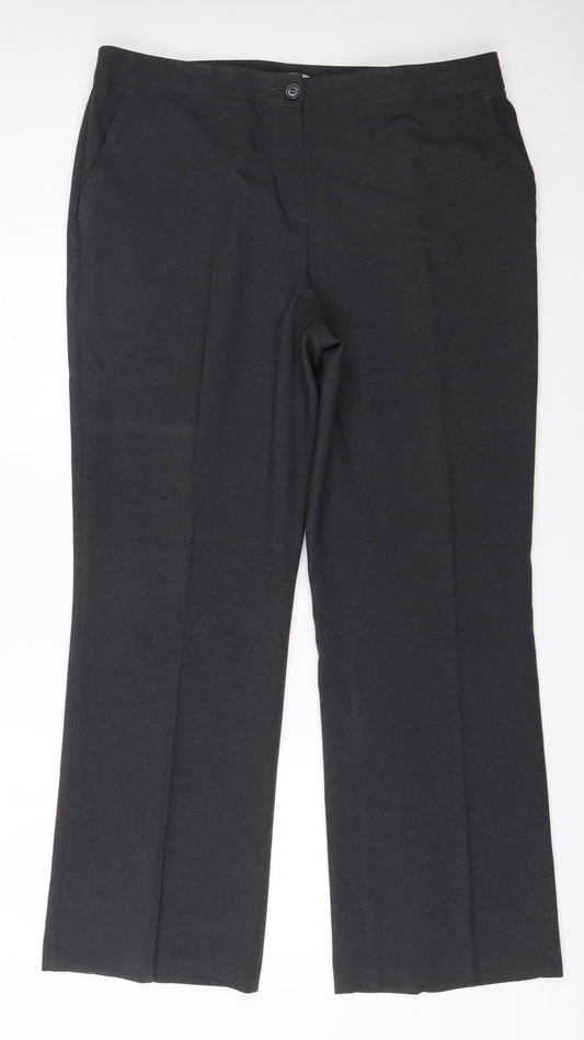 Marks and Spencer Womens Grey  Polyester Dress Pants Trousers Size 18 L30 in Regular Zip