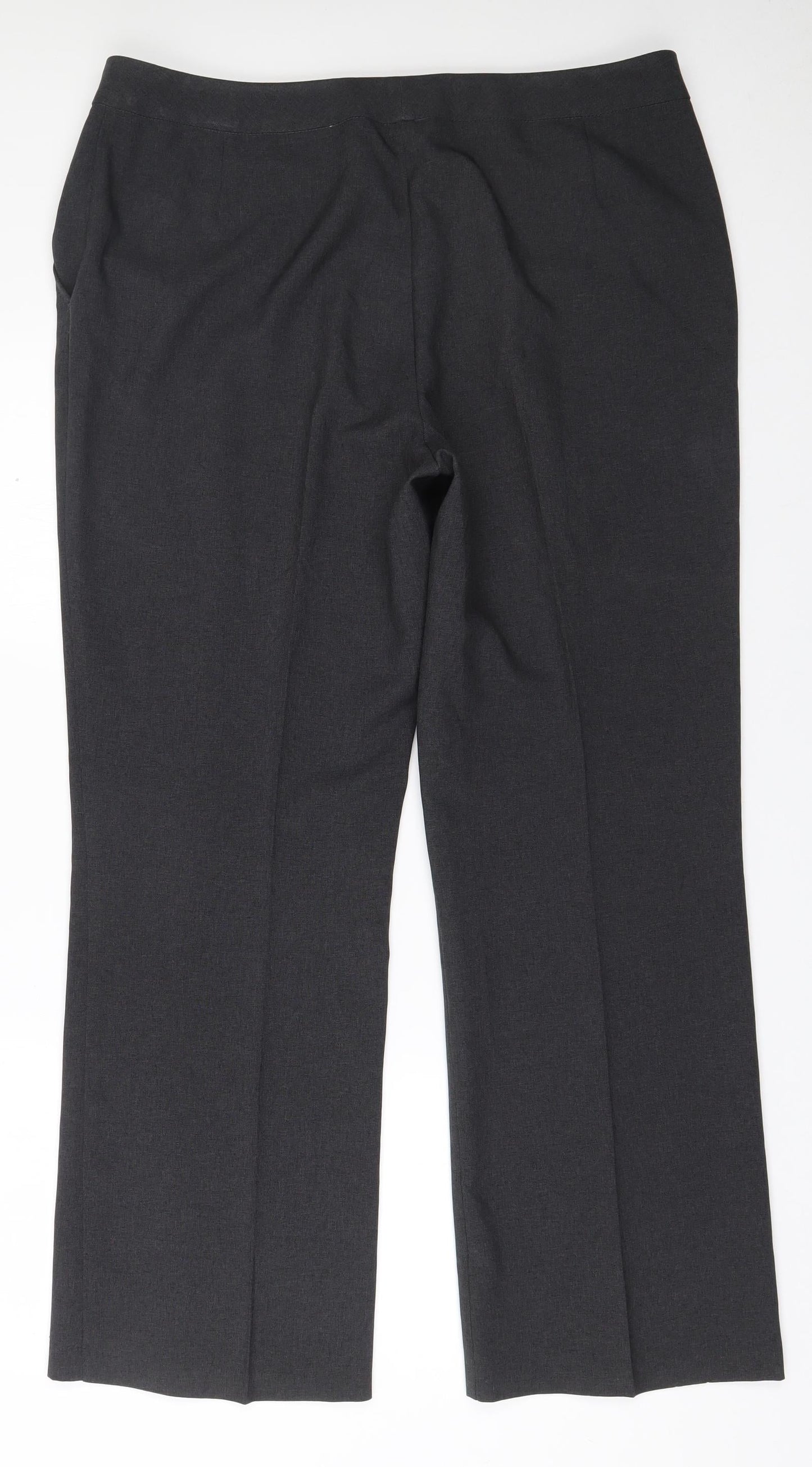 Marks and Spencer Womens Grey  Polyester Dress Pants Trousers Size 18 L30 in Regular Zip