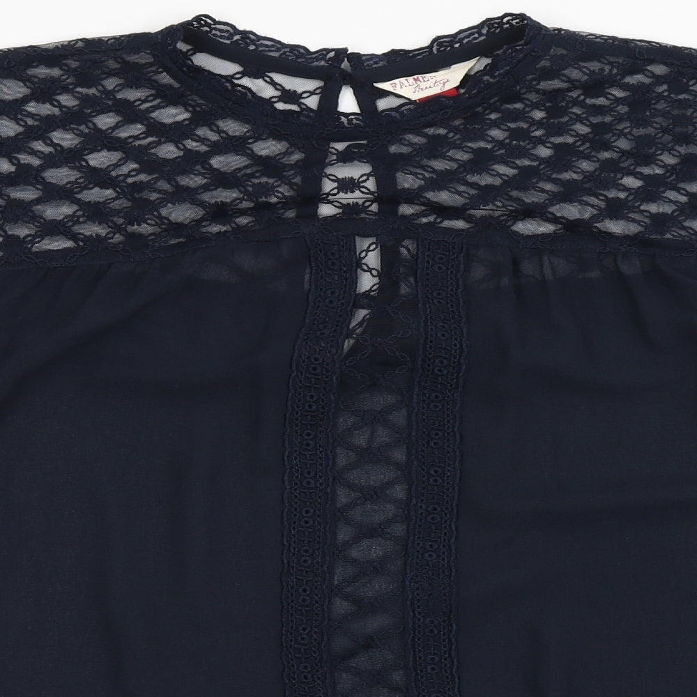 Palmer Womens Blue  Polyester Basic Blouse Size 16 Round Neck