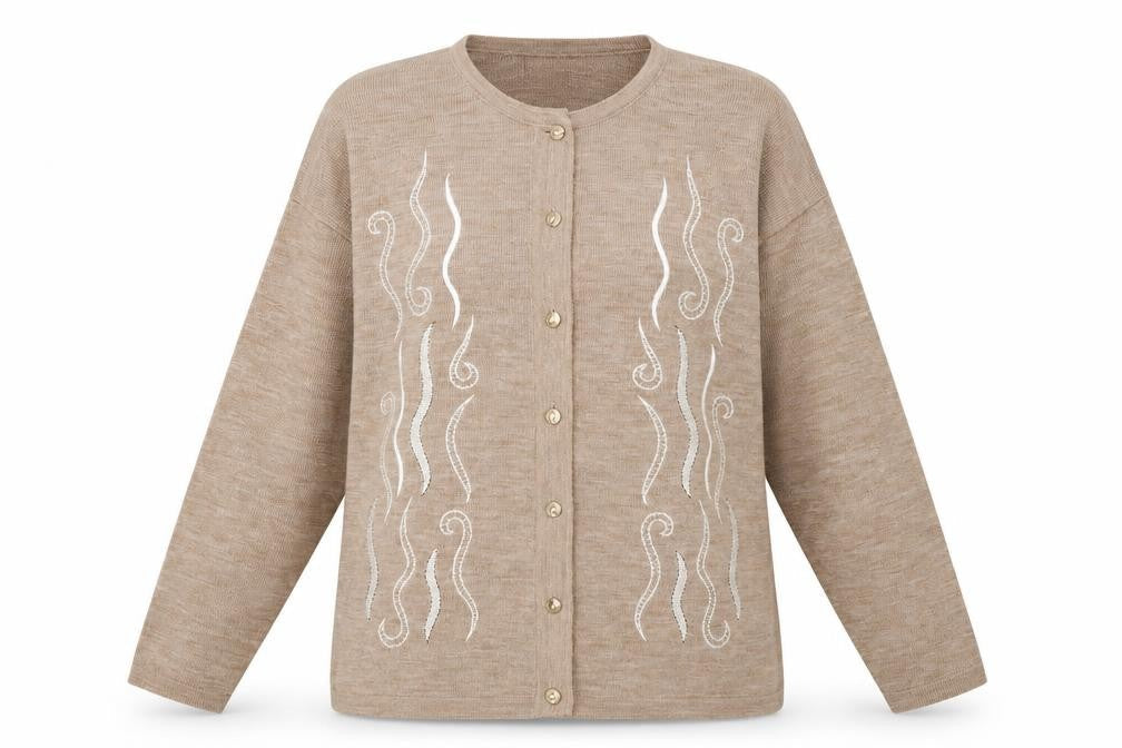 Paramour Womens Beige Round Neck  Polyester Cardigan Jumper One Size