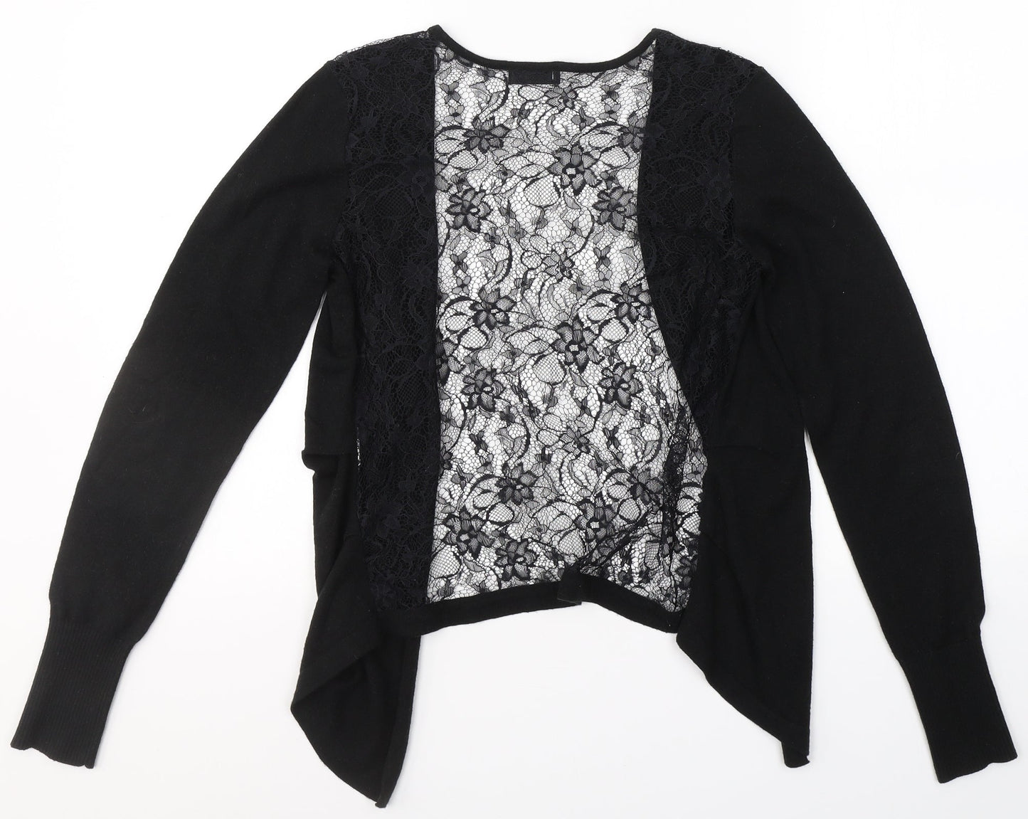 VERO MODA Womens Black V-Neck Floral Polyester Cardigan Jumper Size S   - Laced back