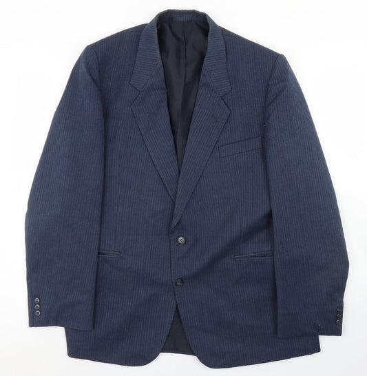 Canda Mens Blue Striped Wool Jacket Blazer Size 44