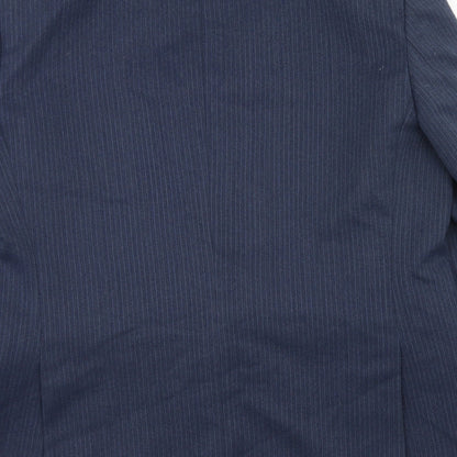 Canda Mens Blue Striped Wool Jacket Blazer Size 44