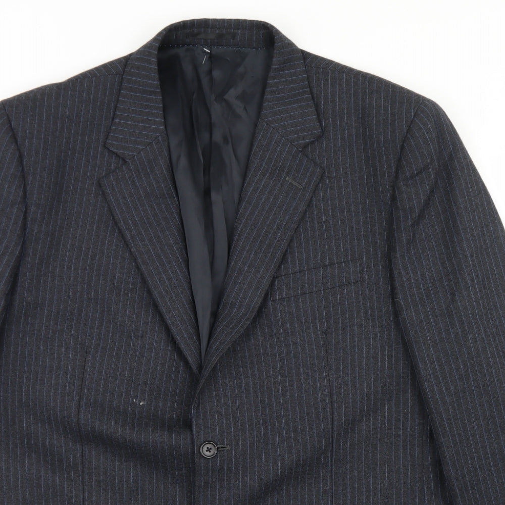 Brook Taverner Mens Grey Striped Wool Jacket Blazer Size 44