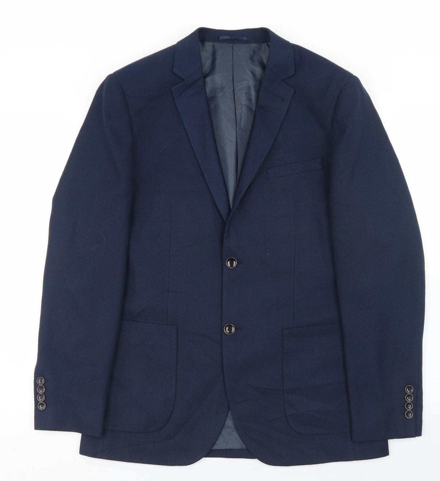 Preworn Mens Blue  Polyester Jacket Blazer Size 36