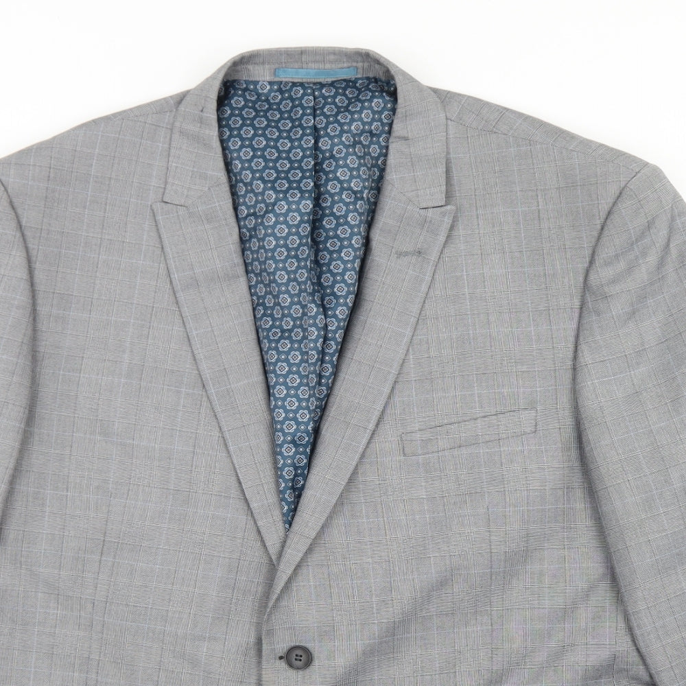 Taylor & Wright Mens Grey Plaid Polyester Jacket Blazer Size 46   - Tailored fit