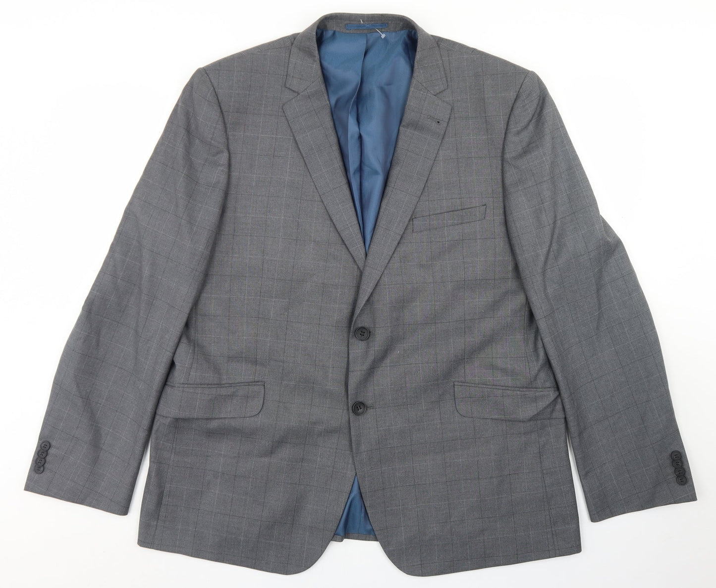 Taylor & Wright Mens Grey Plaid Polyester Jacket Blazer Size 46