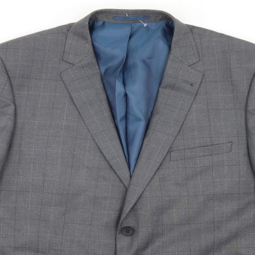 Taylor & Wright Mens Grey Plaid Polyester Jacket Blazer Size 46