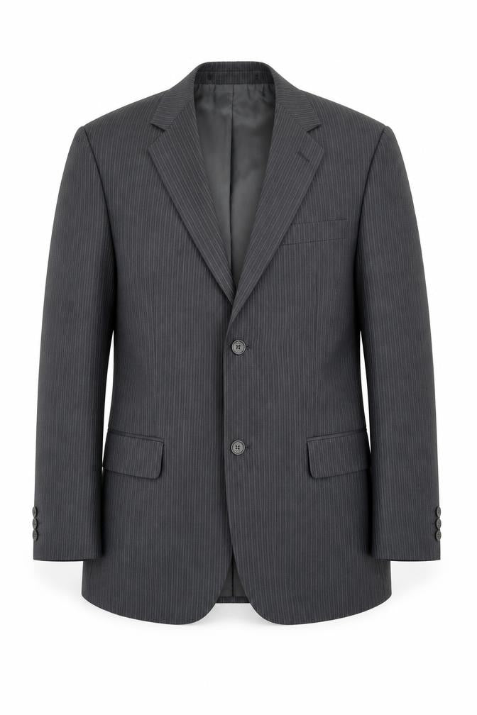 George Mens Grey Striped Polyester Jacket Blazer Size 38
