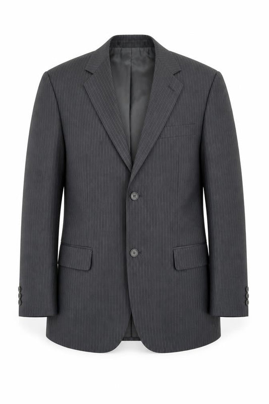 George Mens Grey Striped Polyester Jacket Blazer Size 38