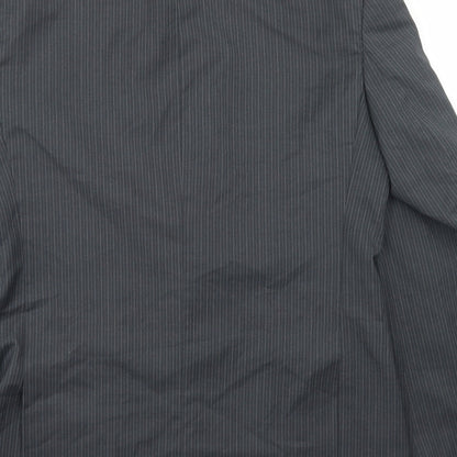 George Mens Grey Striped Polyester Jacket Blazer Size 38